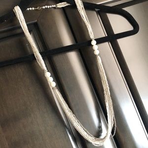 beaded white and grey necklace, lightweight